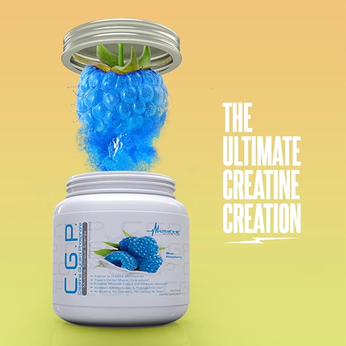 Metabolic Nutrition, CGP, Creatine Glycerol Phosphate, 100% Micronized Creatine Powder, Pre Intra Post Workout Supplement, Fruit Punch, 400 Grams (40 Servings)