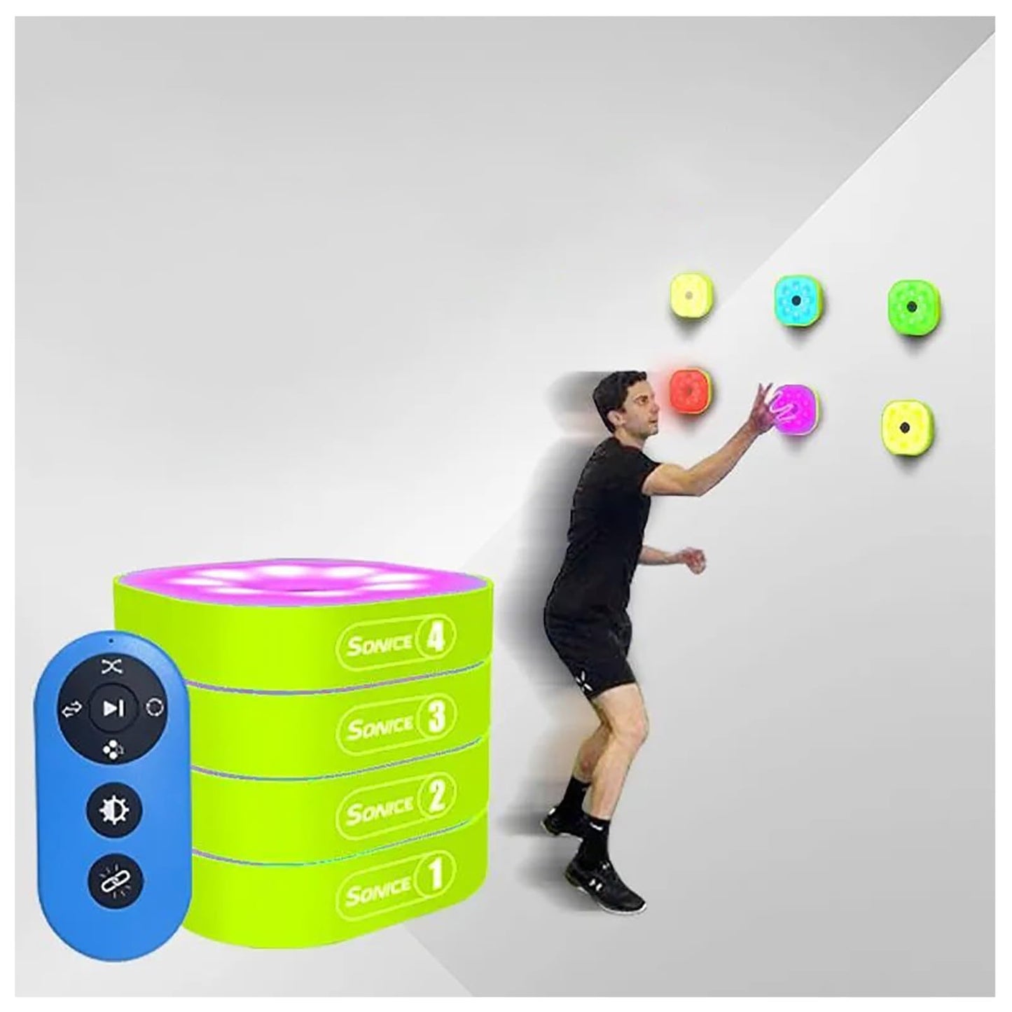 EAS1SOOPE Reaction Training Lights for Improves Reaction Time Speed and Agility of Athletes, Physical & Neurological Therapists, No App(Blue,A Set of 3 Lamps)