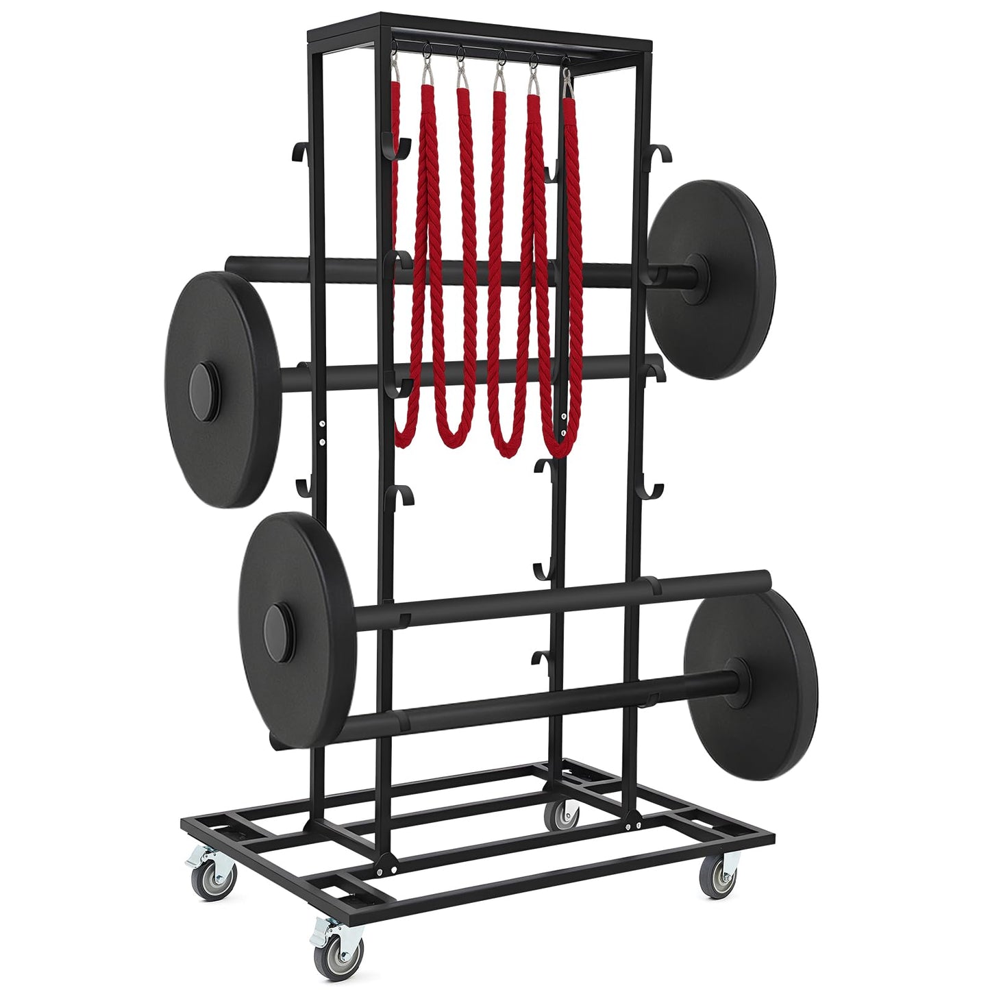 12 Poles Stanchion Cart Crowd Control Stanchion Cart Easy to Assemble Rope Storage, Locking Wheels for Safety