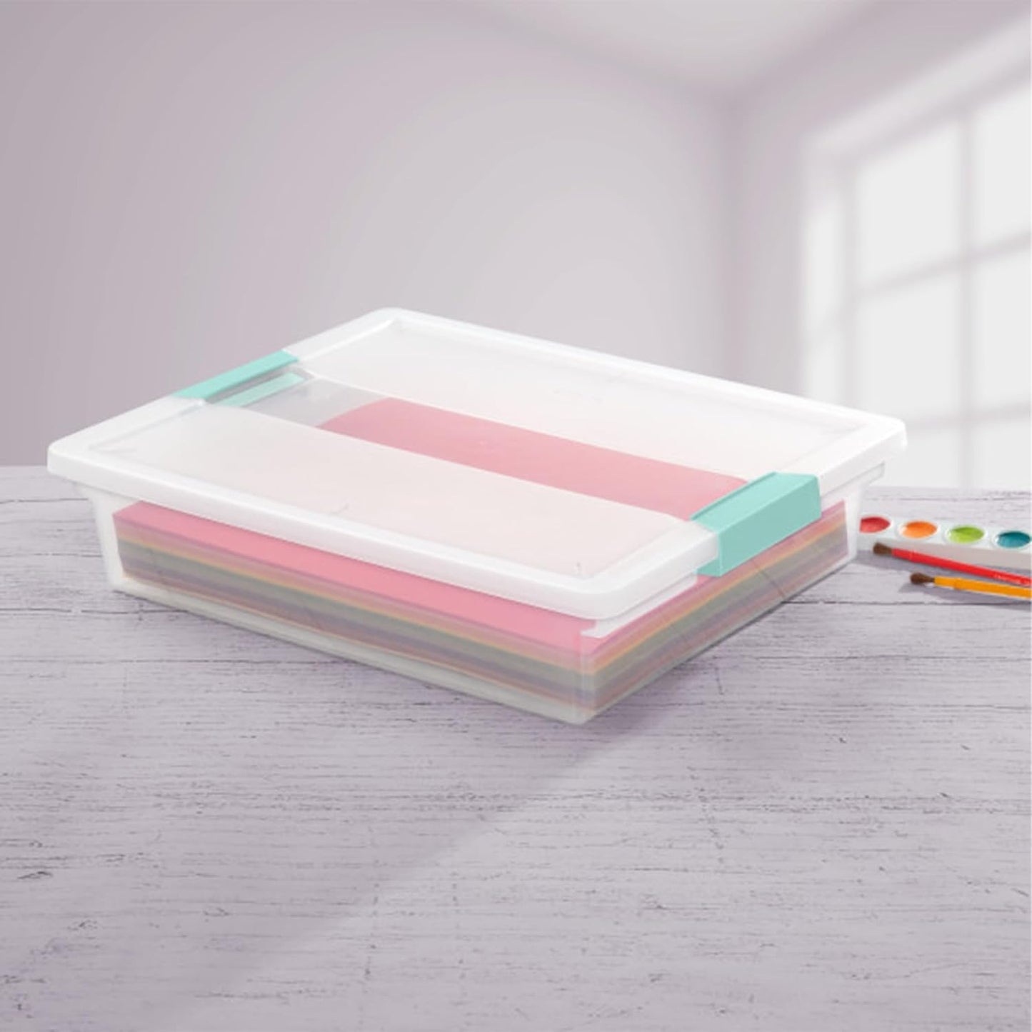 Sterilite Clip Box - Stackable Small Storage Bin with Latching Lid for Office & Crafts | Clear, 1-Pack