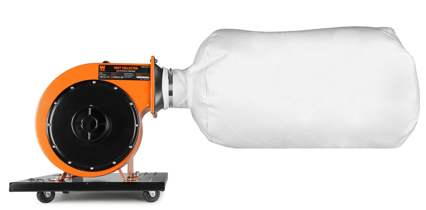 WEN Woodworking Dust Collector, 7.4-Amp Induction Motor with 15-Gallon Bag, Mobile Base, and Optional Wall Mount (DC3474)