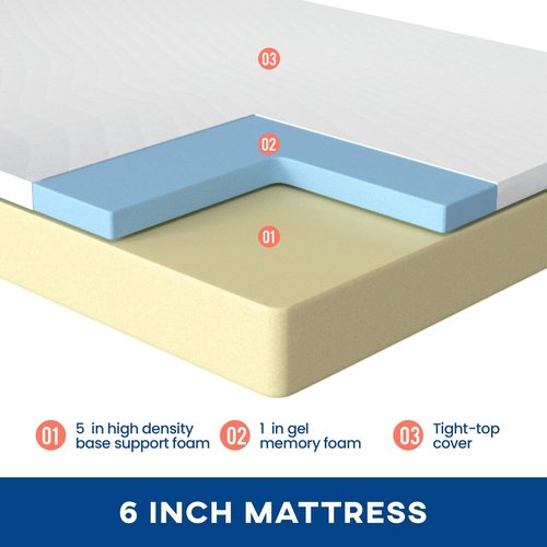 FDW 6-Inch King Mattress - Medium Firm Gel Memory Foam | CertiPUR-US Certified | Pressure Relief & Cooling Cover