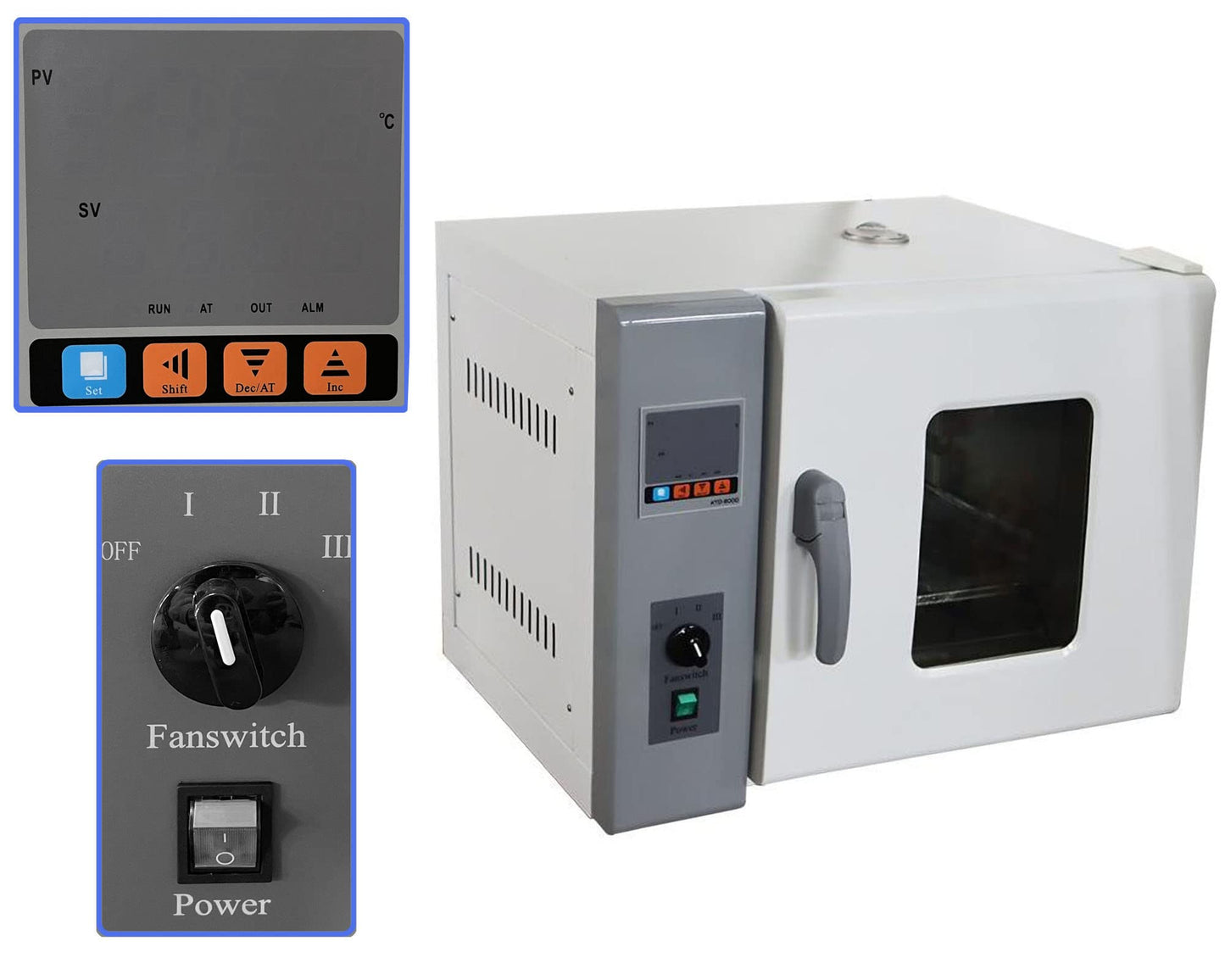 INTBUYING 220V Digital Forced Air Convection Drying Oven Heat Industrial Lab Temperature Control Adjustable Fan Speed (13.4X13.8X13.8inch Chamber)