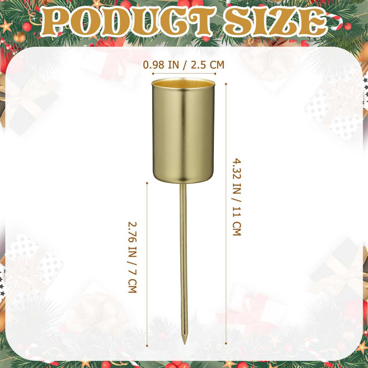 Angoily Candle Holder Stakes - 5 Pcs Golden Taper Candlestick Holders for Christmas Tree Decor