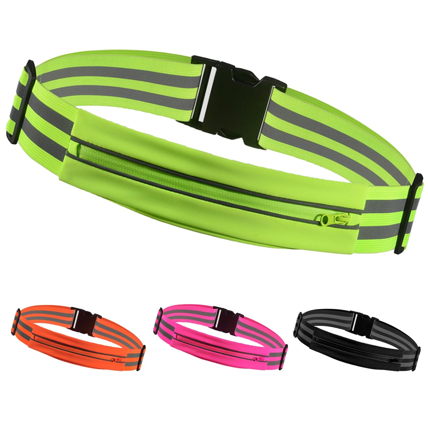 Oeyliz Running Belt Running Phone Belt for Women and Men Phone Holder Runners Pouch Waist Belt Reflective Runners Belt Money Belt Exercise Waist for Workout Jogging Running Gear Accessories (Green）