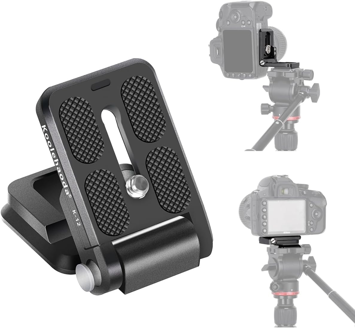 1/4 Inch Camera(K-12) koolehaoda Foldable L-Shaped Quick Release Plate Camera L Bracket Vertical Horizontal Switching