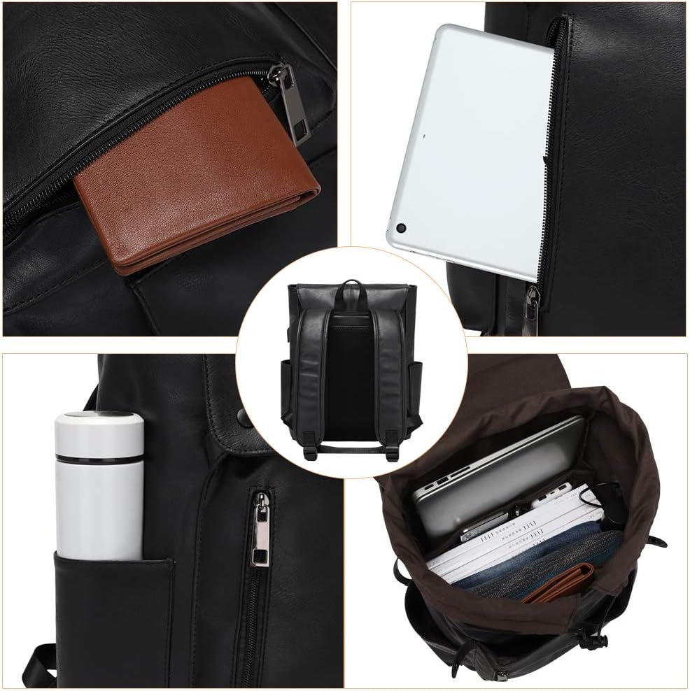 Backpack Backpack LXY Leather Laptop Women Vintage Travel Computer with USB Charging Port, Laptop Purse Book Bag