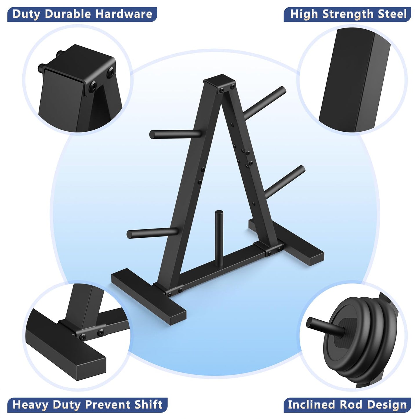 Weight Plate Rack, Weight Tree, 1-Inch Home Gym Storage Stand, Holds 300 lbs