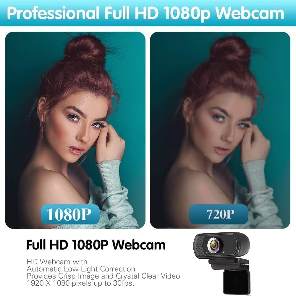 ZIQIAN 1080p 110 2,Video Webcam HD ,Live Streaming HD Camera with Stereo Microphone, PC Desktop or Laptop USB Webcam