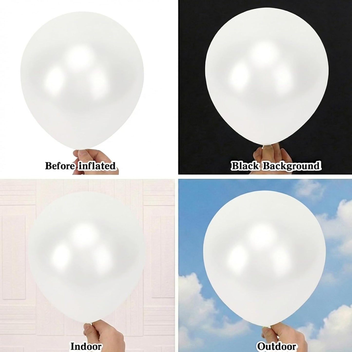 RUBFAC Pearl White Balloons - 12 Inch Party Balloons with Ribbons | 65pcs for Weddings & Celebrations