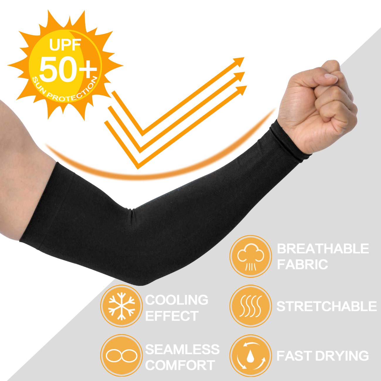 Feeke Arm Sleeves for Men and Women, Sleeve to Cover Arms for Men and Women, UV Protection Cooling 4-Pairs Anti-Slip Compression Sun Sleeves for Cycling Running Outdoor Sports