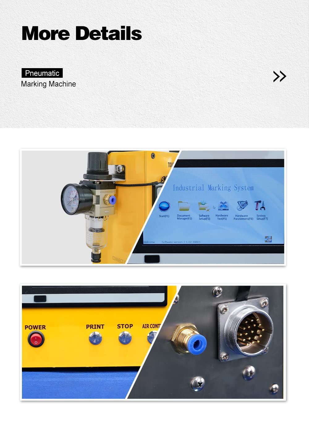 US Stock Pneumatic Dot Peen Marking Machine Metal Engraving Machine Pneumatic Marking Machine Marking Field 120×50mm for Letters, Serial Numbers, VIN Code, Chassis Number, Date, Graphics,etc.