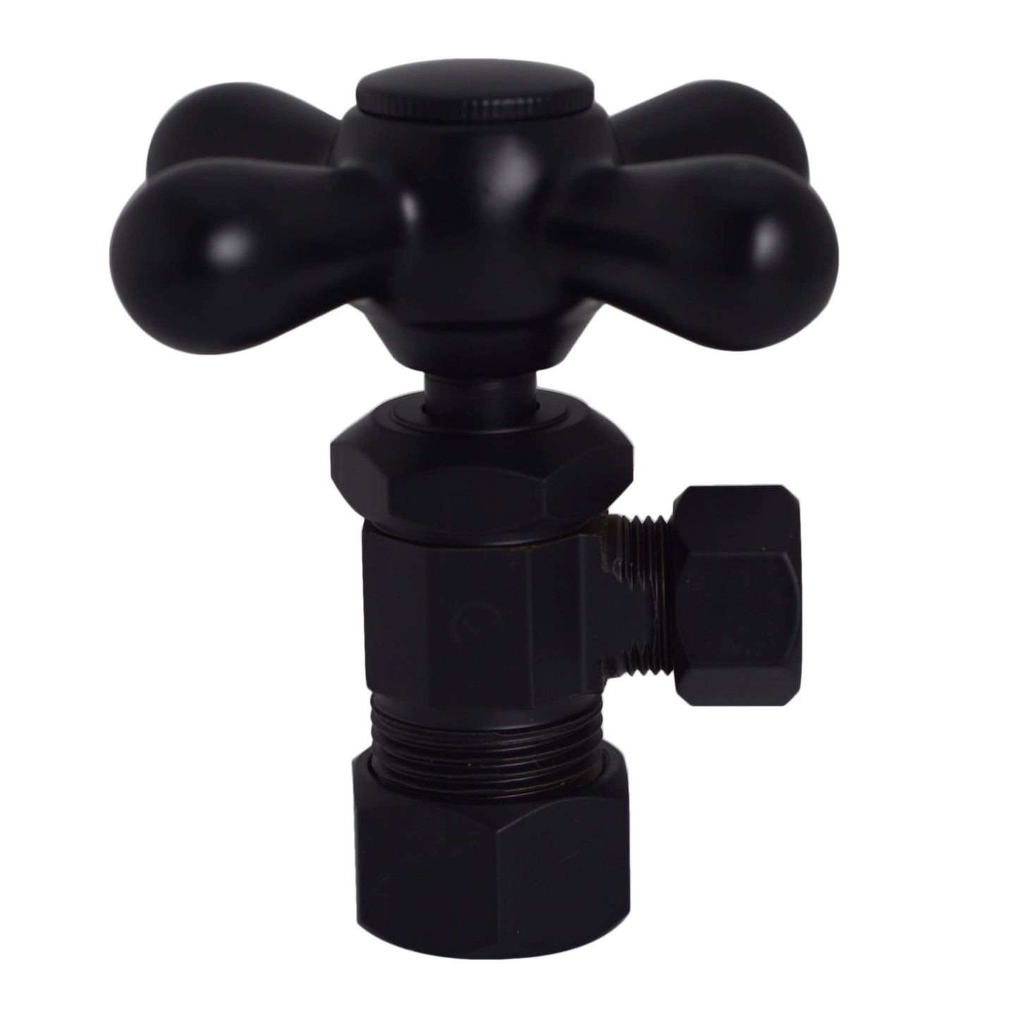 Westbrass D105KFHX-24-62 5/8" x 3/8" OD x 20" Flat Head Riser Supply Line Kit with Cross Handle Angle Supply Shut Off Valve for Toilet, Matte Black (24-Pack)
