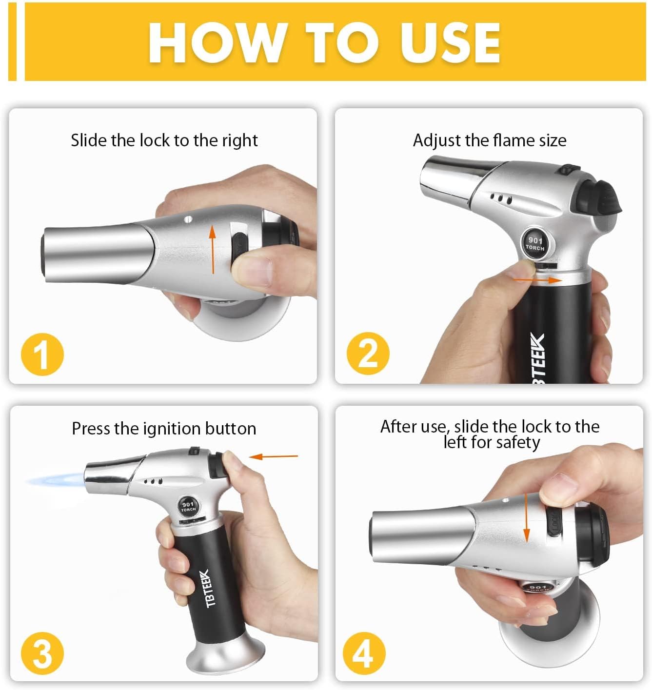 TBTEEK Cooking Torch - Versatile Kitchen Lighter with Butane Fuel for BBQ, Baking & Soldering (2 Can)
