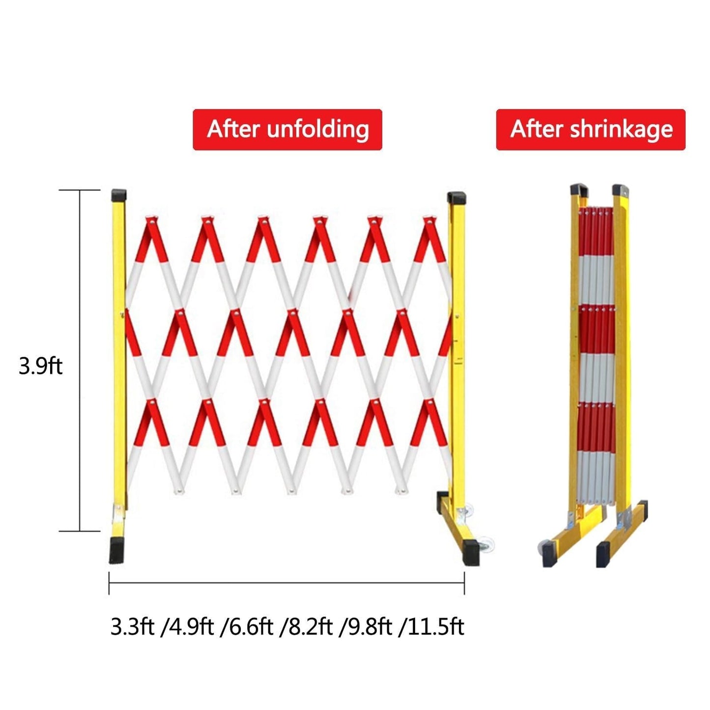 Barricade Expandable Mobile Barricade Industrial Safety Barrier Gate Outdoor Road Garage Construction Retractable(Red+White,1.2 * 2.5m)