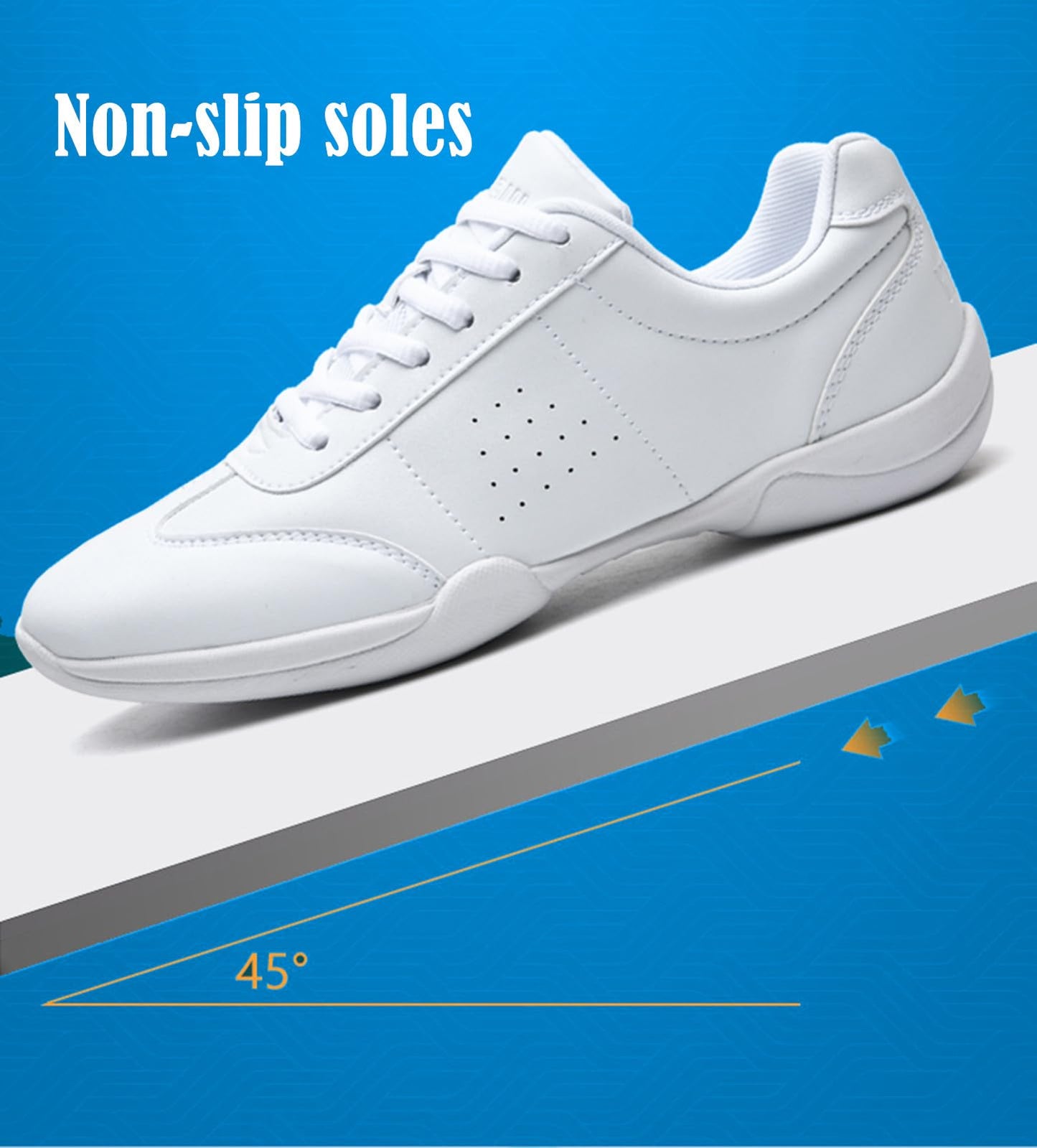 DADAWEN Adult & Youth White Cheerleading Shoe Athletic Sport Dance Shoes Training Competition Tennis Sneakers Cheer Shoes White US Size 12 M Little Kid