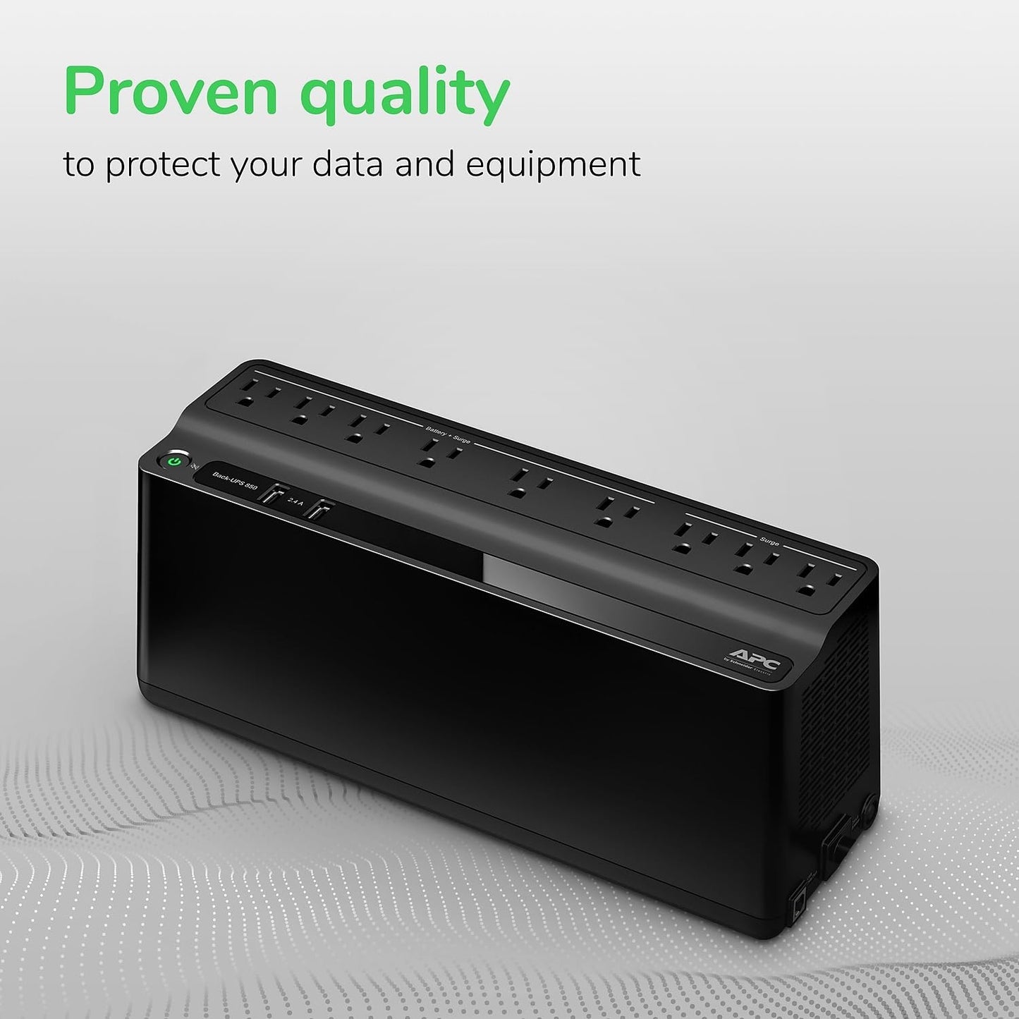 APC Back-UPS 850VA/450W Battery Backup UPS & Surge Protector, 9 Outlets, 20-Min Runtime, Protects PC, Router, NAS & Home Office |Model BE850G2