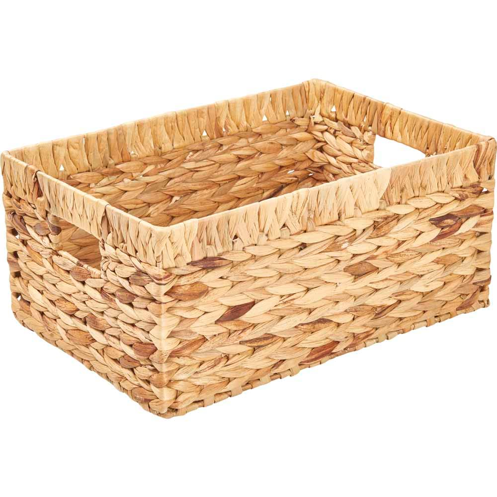 Xemussa Woven Storage Basket for Living Room, Woven Basket with Handles, Rectangle Basket for Bathroom, Laundry Basket, Hamper for Clothes, Storage Basket for Toys, 1 Pack L