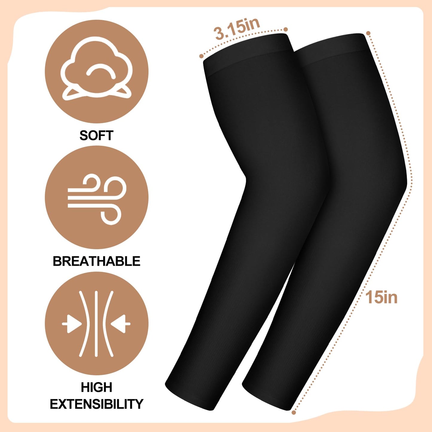 Panitay 12 Pairs Black Eczema Sleeve for Adult Eczema Psoriasis Arm Leg Sleeve for Women Men UV Protection for Itch Relief Sports
