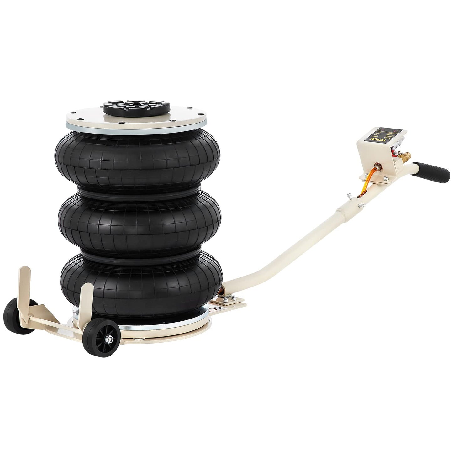 VEVOR 5 Ton/11000 lbs Triple Bag Air Jack, Air Bag Jack Lift Up to 15.75 Inch, 3-5S Fast Lifting, for Cars with Long Handle (Beige)