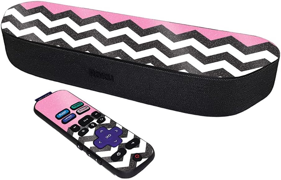 MIGHTY SKINS (2020) MightySkins Glossy Glitter Skin Compatible with Roku Streambar Media Player - Pink Chevron |