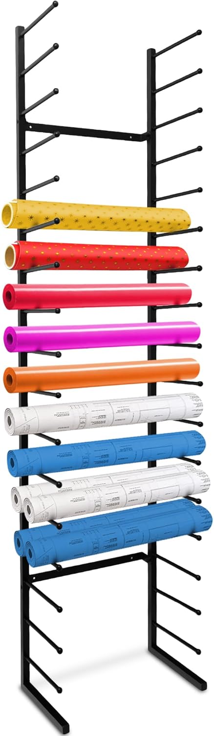 Skiennix Wall Mount Blueprint Holder - 34 Slot Storage Organizer for Posters & Maps | 17 Tiers, Durable Design