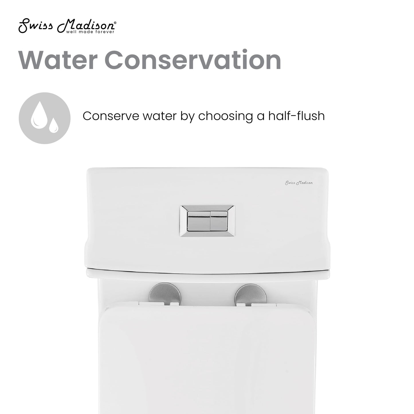 Swiss Madison Well Made Forever SM-1T278, Concorde One Piece Square Toilet Dual Flush 1.1/1.6 gpf with 10" Rough In