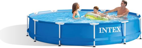INTEX Above Ground Pool Set - 12 ft x 30 in Round Swimming Pool with Steel Frame & 530 GPH Pump