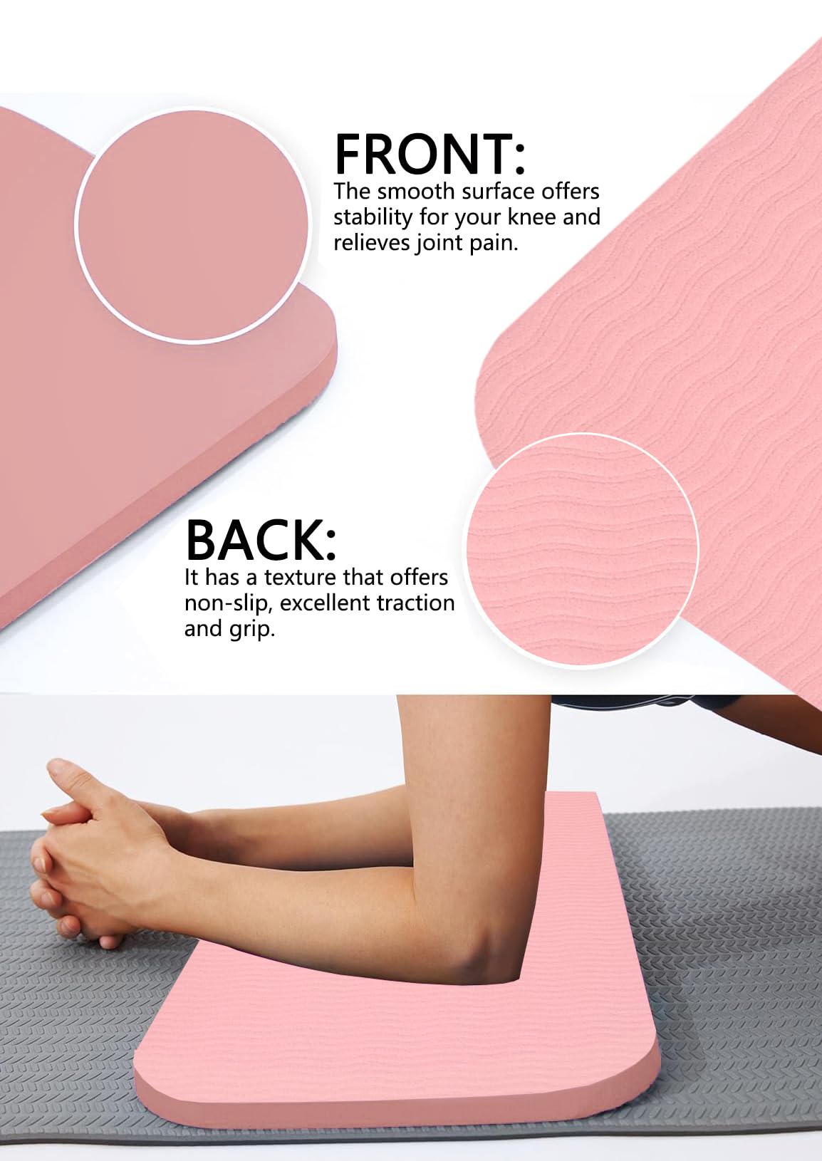 Yoga Knee Support Pad for Women Pilates Kneeling Cushion | Elbows Wrist Hands Head Foam Extra Thick Men Exercise Knees Pads Set of 6 Pieces (Pink)