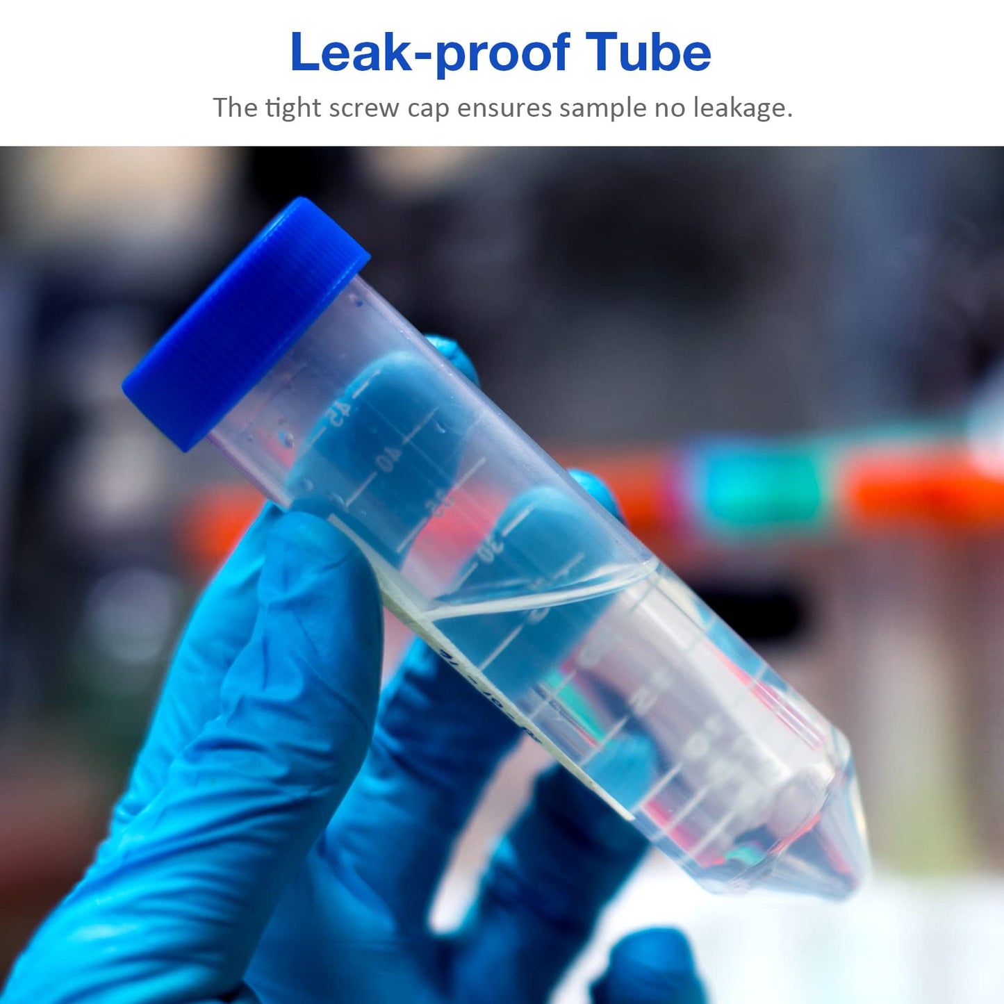 SimPure Centrifuge Tubes 50mL, Conical Tubes Sterile 25 PCS, Polypropylene, Leak-Proof Screw Caps, Plastic Container with Graduated and Write Marks, Non-pyrogenic, DNase/RNase Free, Human DNA-Free