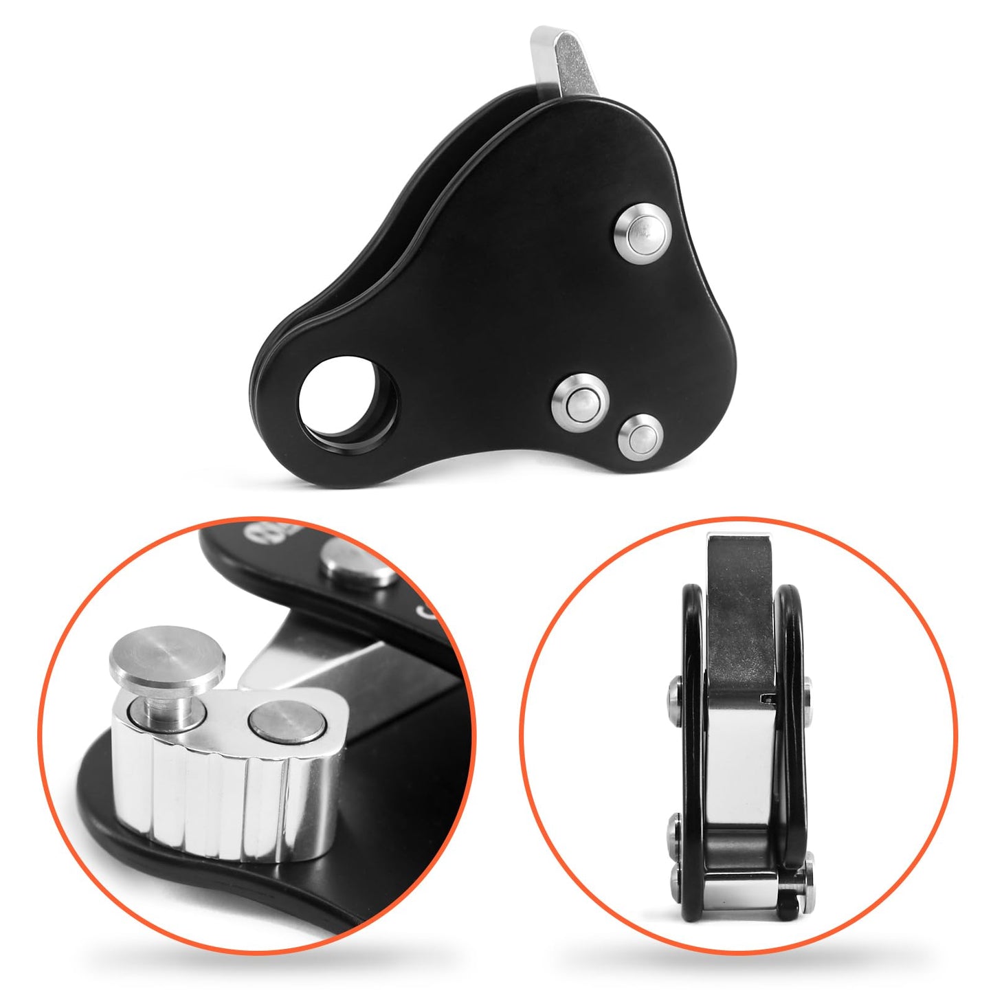 NewDoar Rope Grab Ascender 12KN Riser Adjuster Fits 10mm-13mm Rope for Rocking Climbing Protection Rescue (Black)
