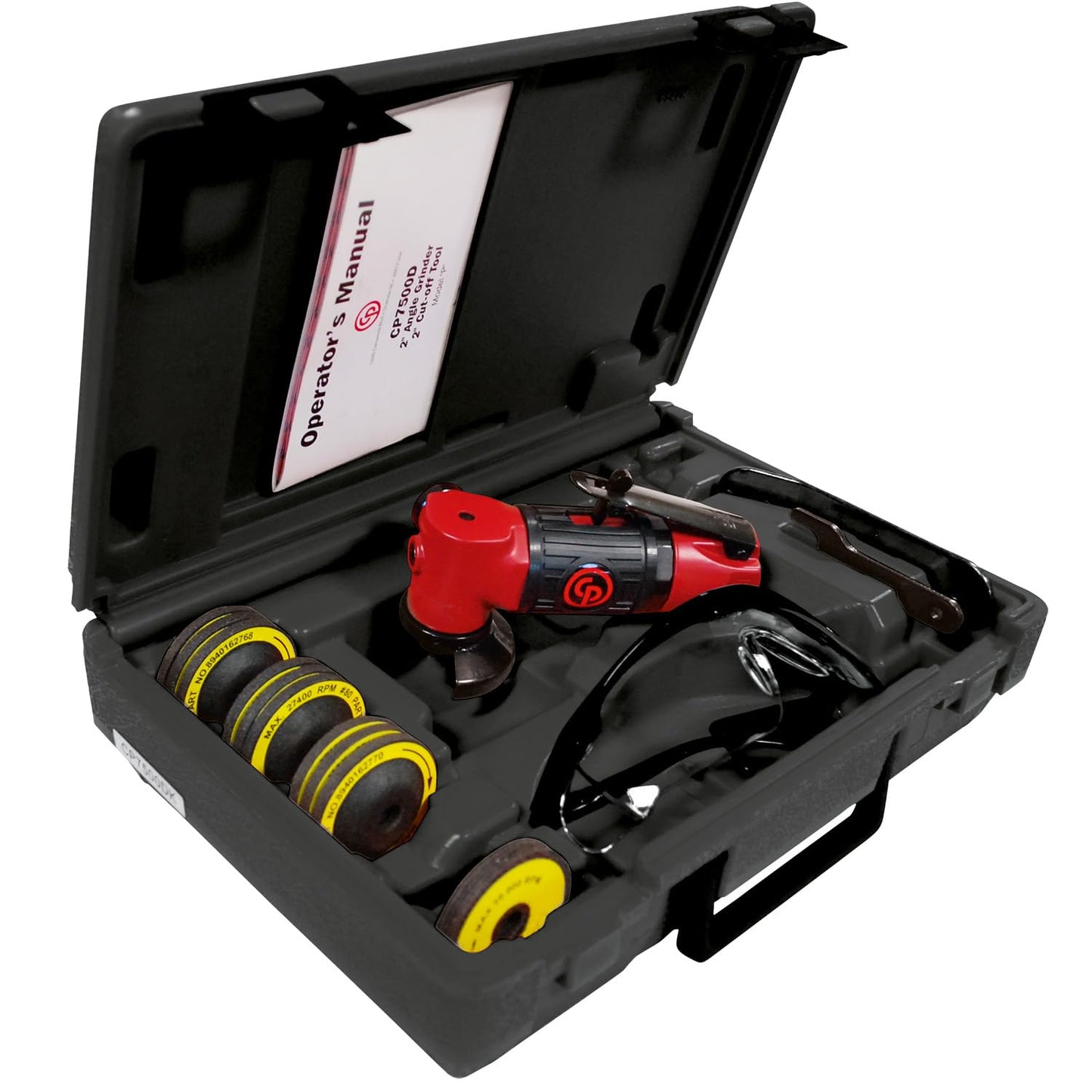 Chicago Pneumatic CP7500D - Air Grinder Tool, Welder, Woodworking, Automotive Car Detailing, Stainless Steel Polisher, Heavy Duty, Right Angle Grinder, 2 Inch (50 mm), 0.2 HP / 150 W - 22000 RPM , Red