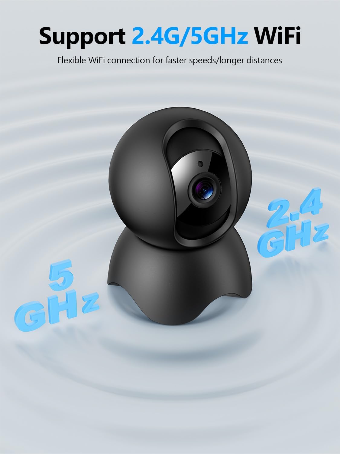 YYSY 2K 2.4/5GHz 360 Indoor Security Camera for Home Security, Dual-Band WiFi Baby Monitor with Phone App, PTZ Dog