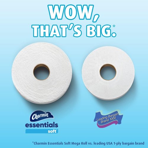 Charmin Essentials Soft Toilet Paper - 9 Mega Rolls | Equivalent to 36 Regular Rolls