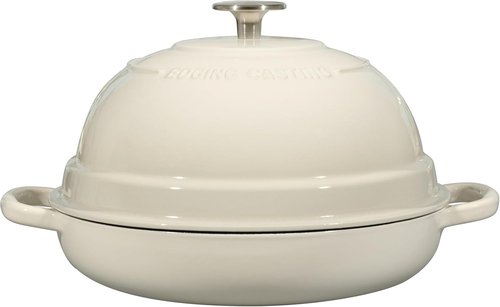 EDGING CASTING Enameled Cast Iron Dutch Oven - 6 Quart Round Pot for Homemade Sourdough Baking | White