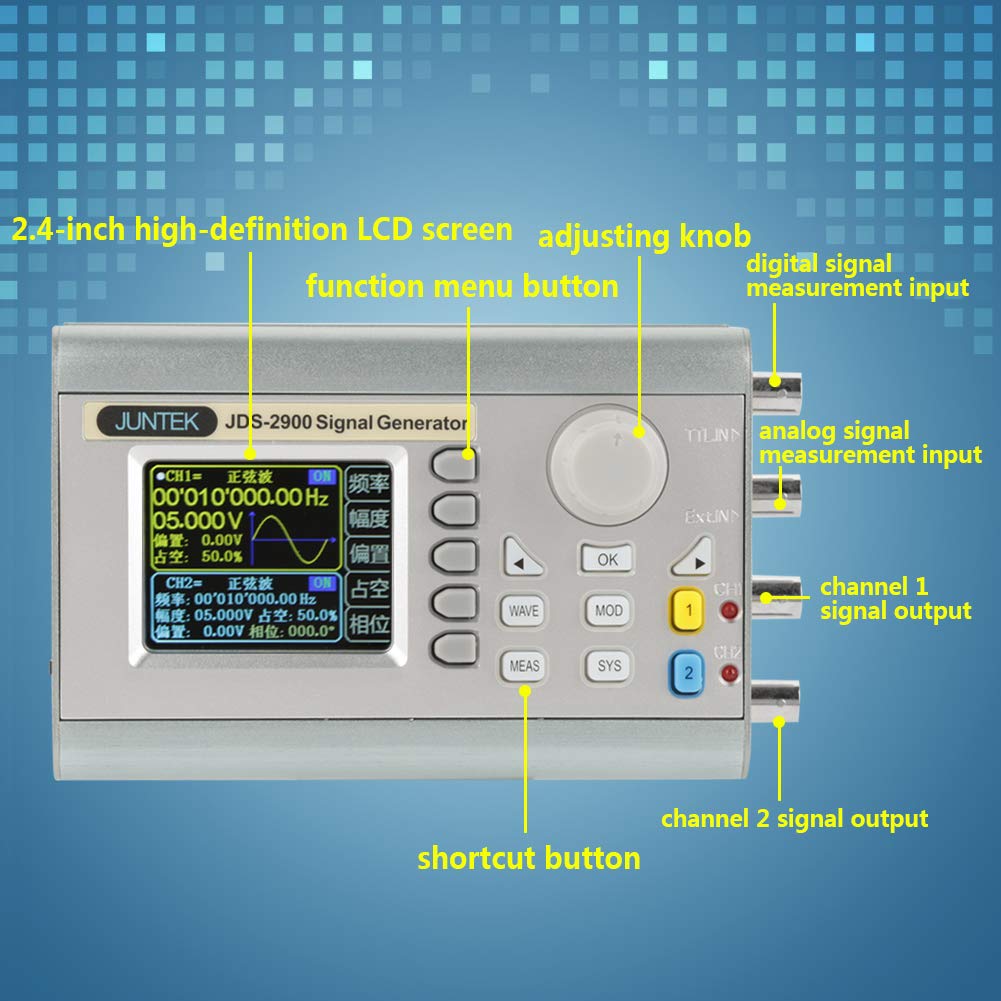 JDS2900 DDS Generator Counter 15MHz 30MHz 40MHz 50MHz 60MHz High Exactness Dua Channel Arbitrary Waveform Function Generator Frequency Meter 266MSa/s(60MHz)