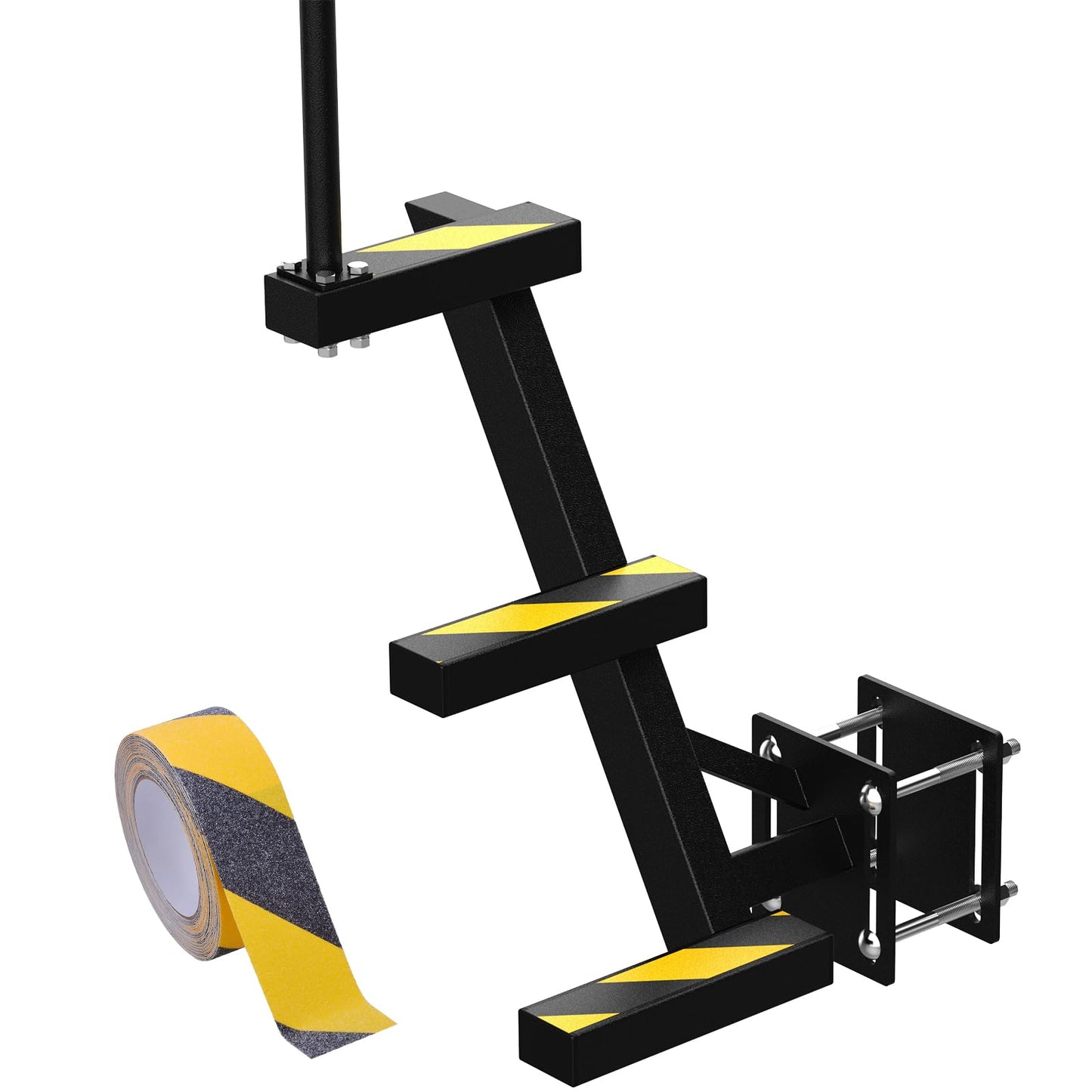 Boat Trailer Steps with Handle, Heavy Duty 3-Step Ladder for Trailer Tongue, with Non-Slip Step Pads, 500 lbs Load Capacity, Universal Fit for Most Bass Boats and Deep V Boats