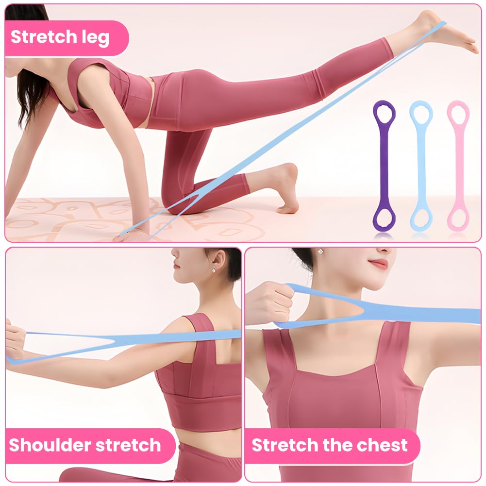 Figure 8 Fitness Resistance Band, 3pcs Arm Back Shoulder Exercise Bands Training Elastic Ropes for Working Out, Exercise Equipment for Physical Therapy,Yoga,Pilates, Stretching