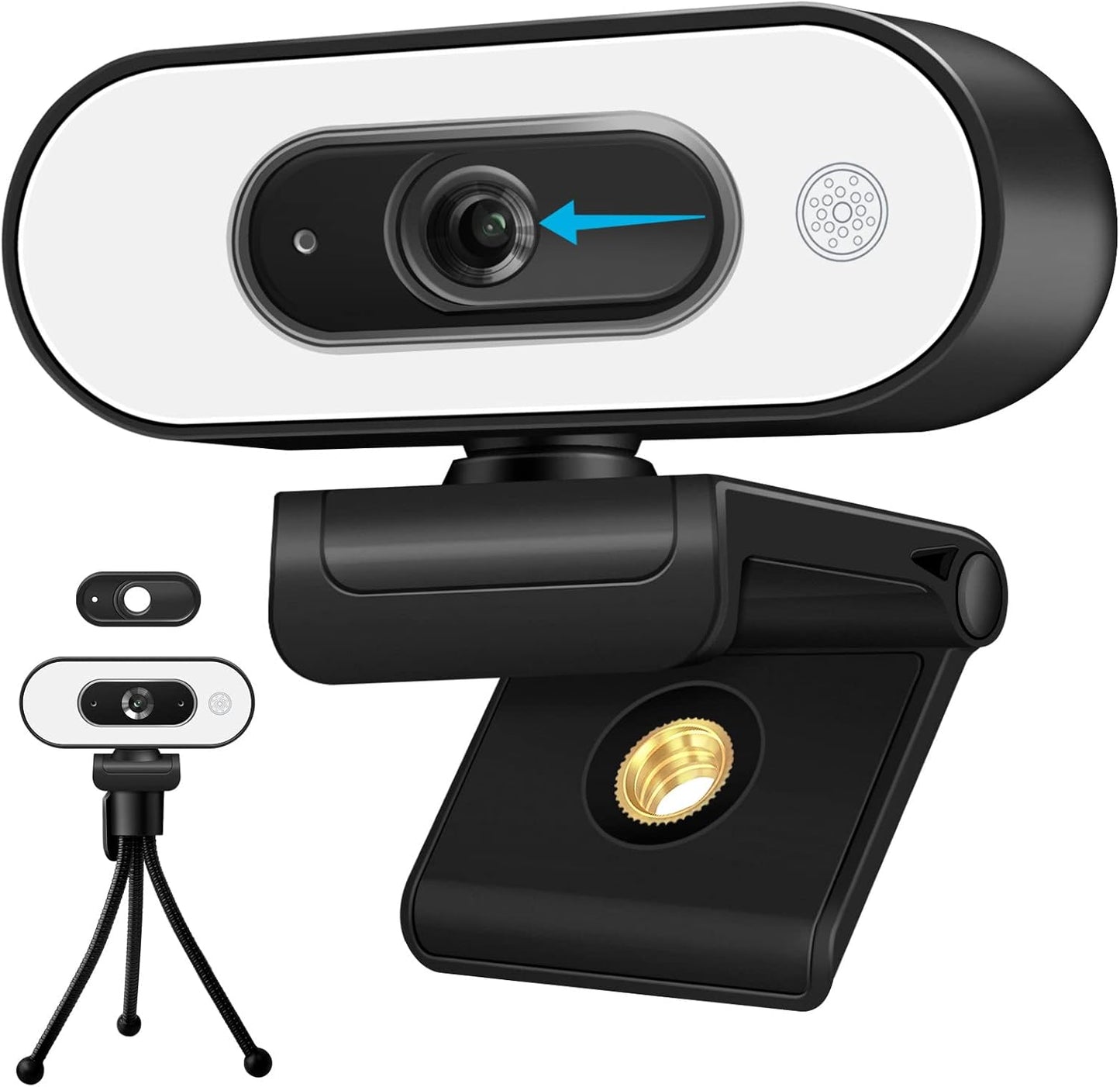 Svcouok 1080P 2/ 3-Level USB Camera for Switch PC, Ring Light & Brightness - Streaming Camera with Built-in Mic, Tripod