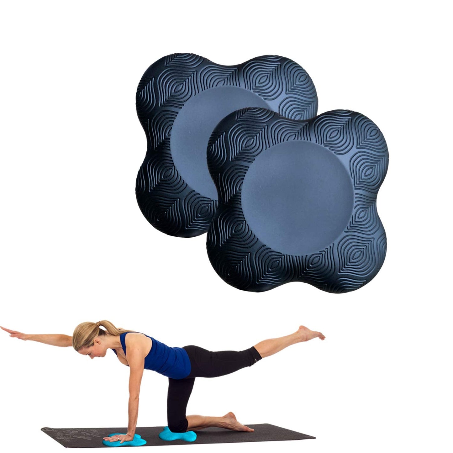 Zealtop Yoga Knee Pads Cushion Extra Thick for Knees Elbows Wrist Hands Head Foam Yoga pilates work out kneeling pad (black 2packs)