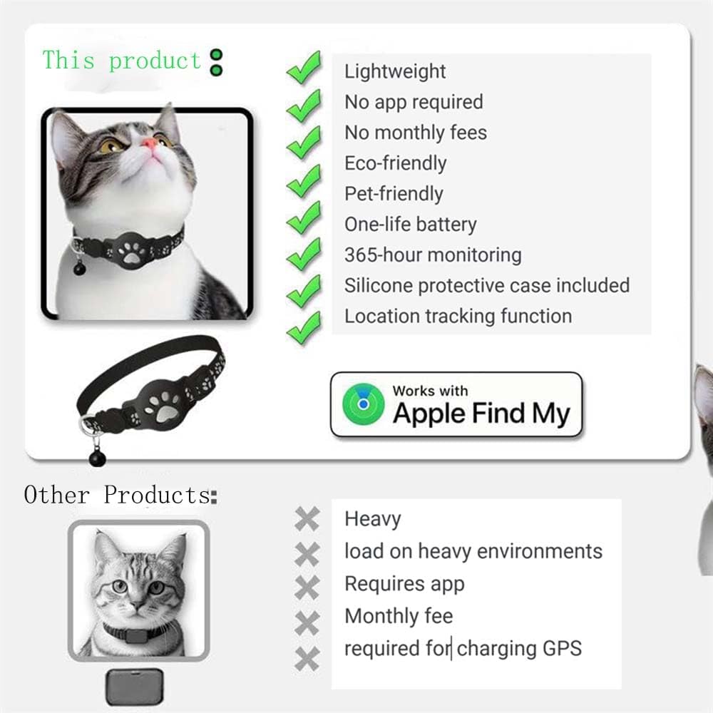 Zeloman 19-26cm) GPS Pet Tracker Collar for Cats & Small Dogs, Lightweight & Waterproof with Safety Buckle, Anti-Loss