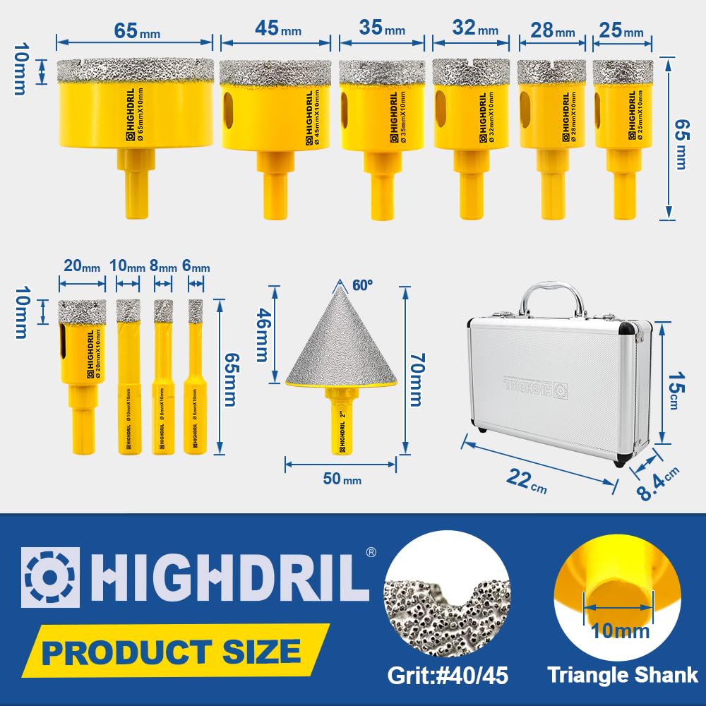 HIGHDRIL 3" 75mm Circular Saw Blade Set 4pcs and HIGHDRIL 11Pcs Diamond Hole Saw Kit