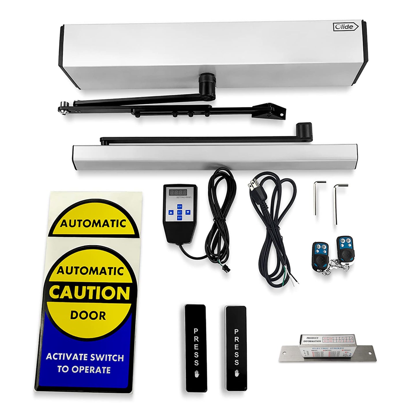 Olideauto Automatic Swing Door Opener with Wireless Push Button and NC Fail Secure Electric Strike