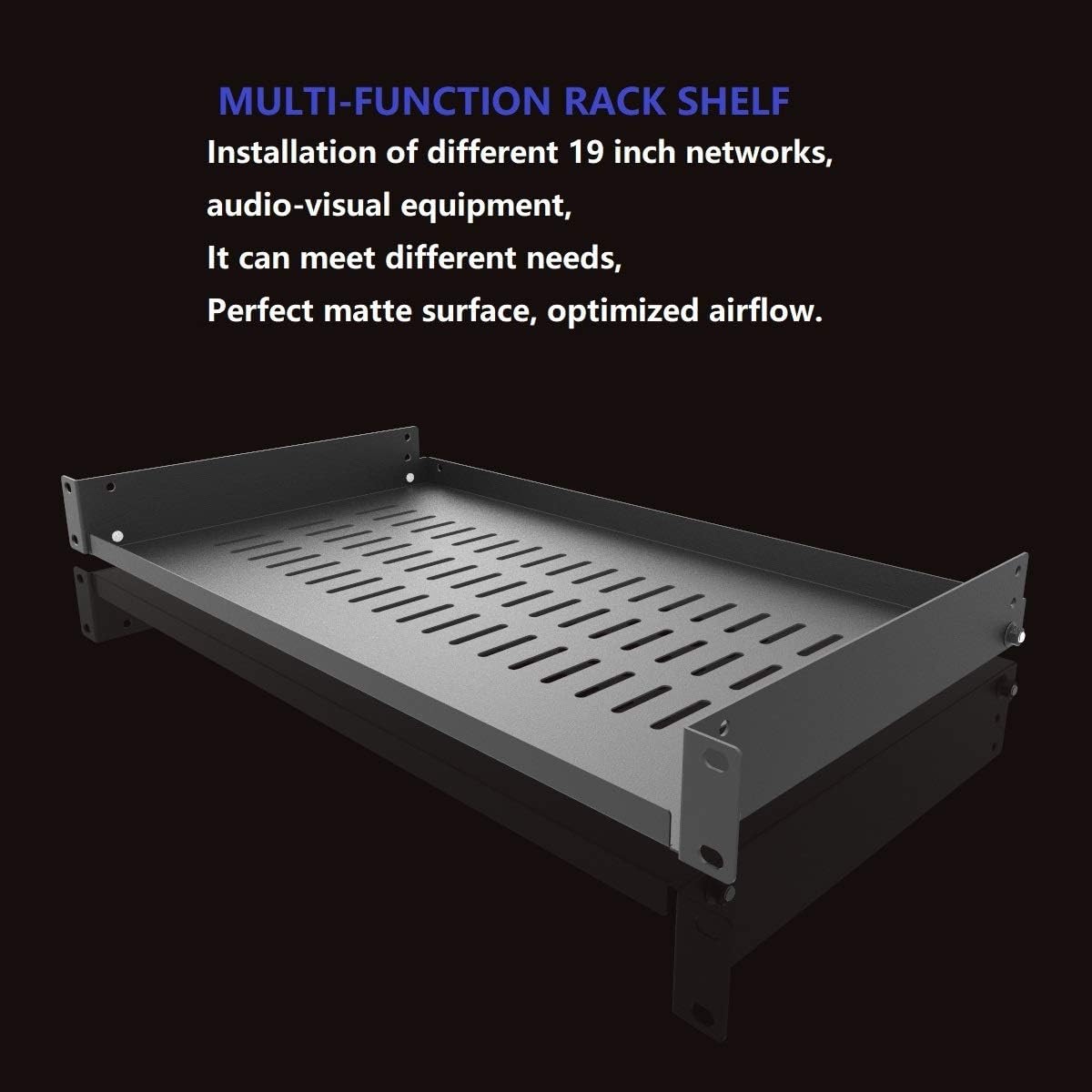 JINGCHENGMEI 1U 10"(254mm) 19-Inch Cabinet(1U10V) Disassembled Vented Cantilever Server Rack Mount Shelf Depth