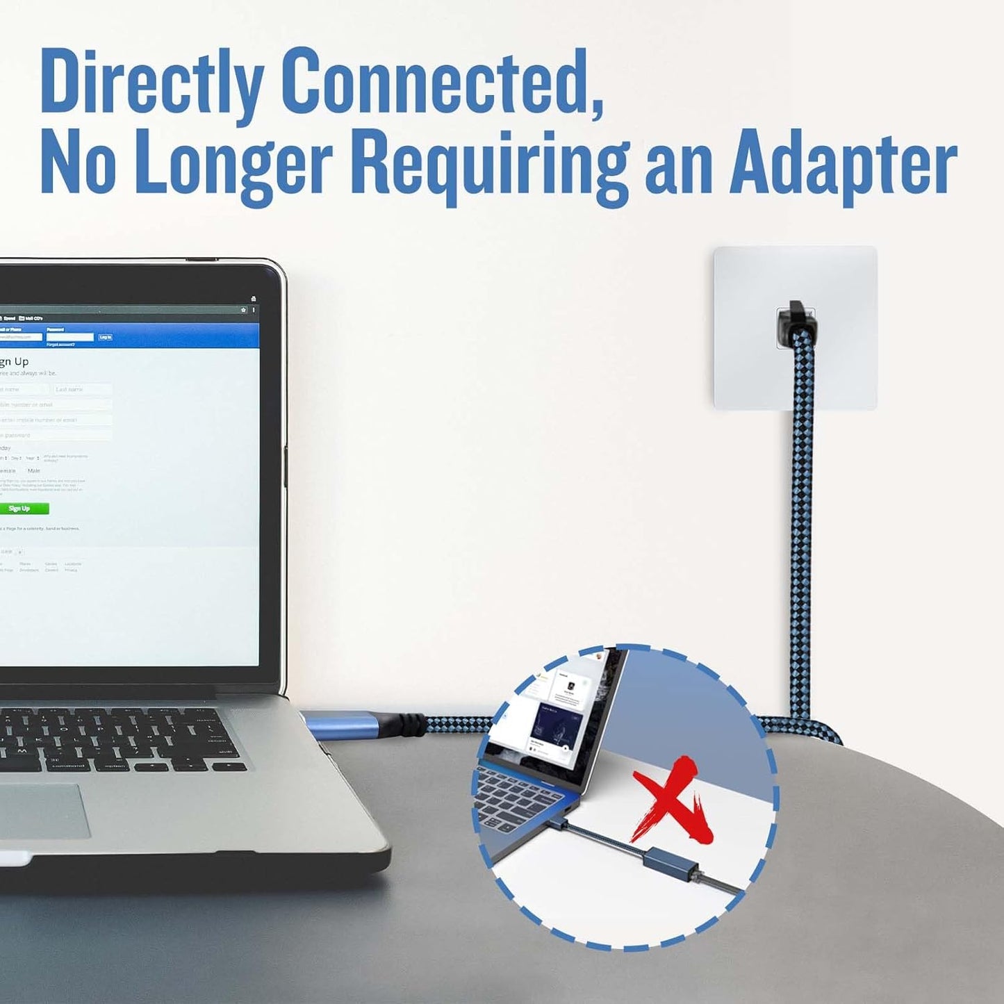 10Ft USB3.0 RJ45 Cable,USB3.0 USB to Ethernet Cable, A to A to Gigabit Ethernet Cable Compatible Laptop, PC, Switch