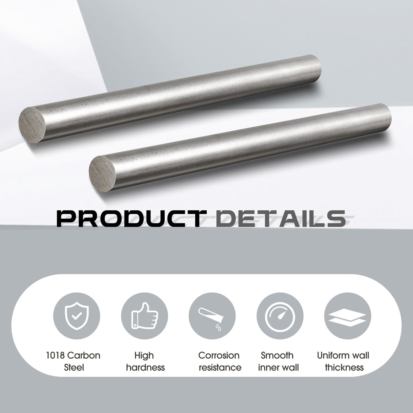 Gisafai 2 Pcs 1018 Carbon Steel Round Rod 5/8" Diameter, 12" Length Cold Rolled Steel Bar Unpolished Finish Rod for Shaft Gear Drill Lathes Boring Machine Turning Miniature Axle Stock
