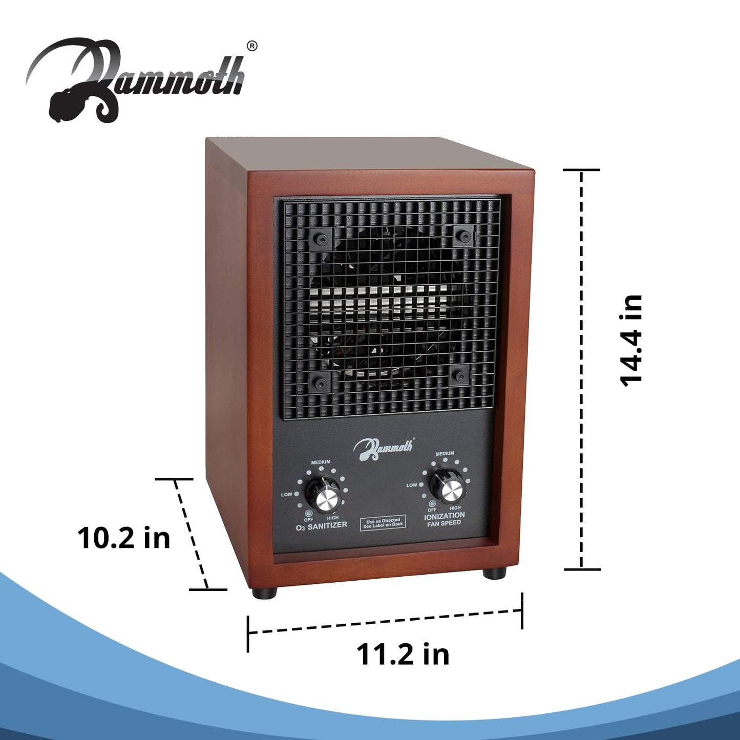 Mammoth Ion and Ozone Generator 3000 mg/hour, Adjustable up to 3,500 SqFt Ionizer & Deodorizer Ozone Odor Eliminator- Ozone Machine Wooden Design Ideal for Dust, Pollen, Pets & Smoke Smell