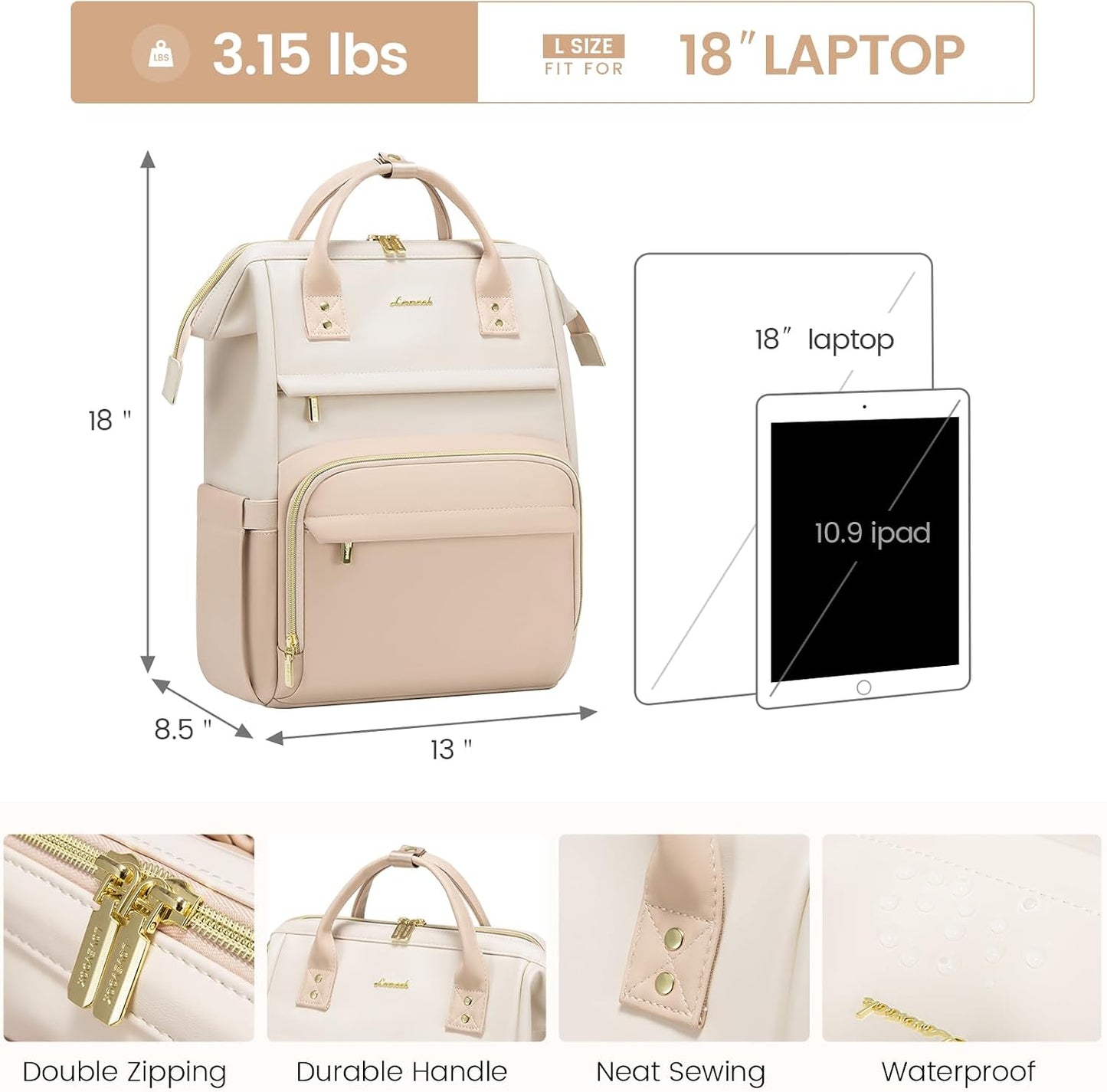 Backpack Women,18 inch Backpack Backpack Backpack LOVEVOOK Leather for Leather Laptop Women,Professional Work Nurse