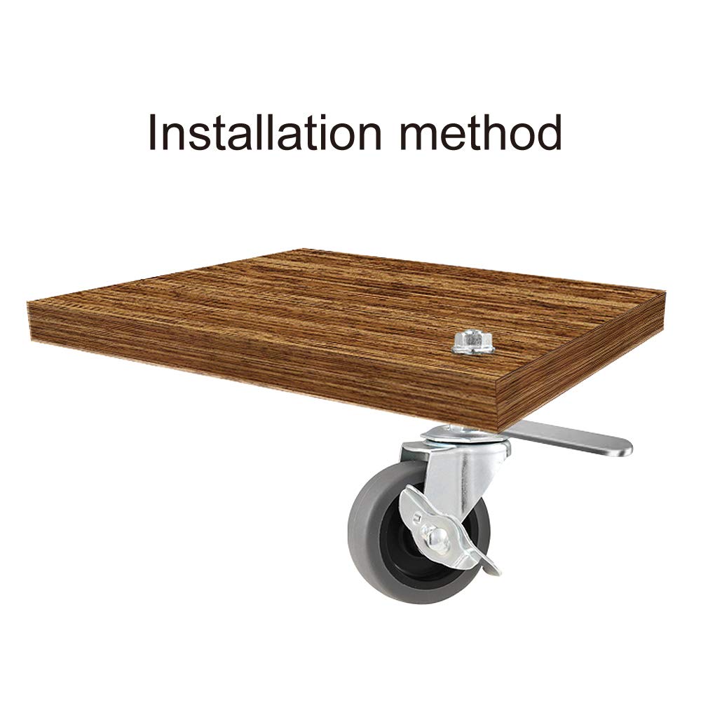 WHARSTM Caster Wheels, 3" Locking Swivel Stem Casters Set of 4, 3/8"-16 x 1 (Screw Diameter 3/8", Length 1") Rubber Casters with 360 Degree No Noise Wheels for Furniture