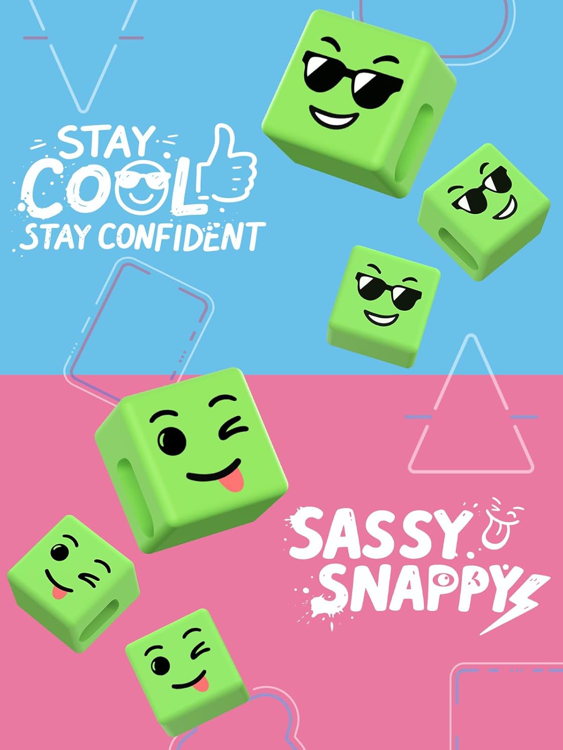 CALDEVER Gifts for Teens Girls Boys Kids Adults Cell Phone Holder with Clip: Dual-Sided Mood Cubes Clips for Gesture